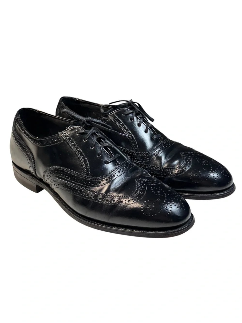 Vintage Hanover Master Flex Black Leather Wingtip Oxford Dress Shoes USA 10 D